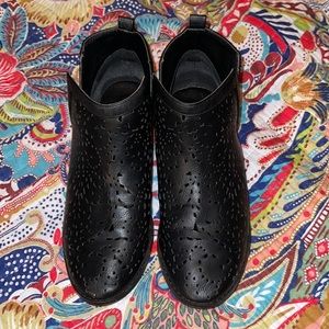 Black Ankle Booties With Laser Cut Details